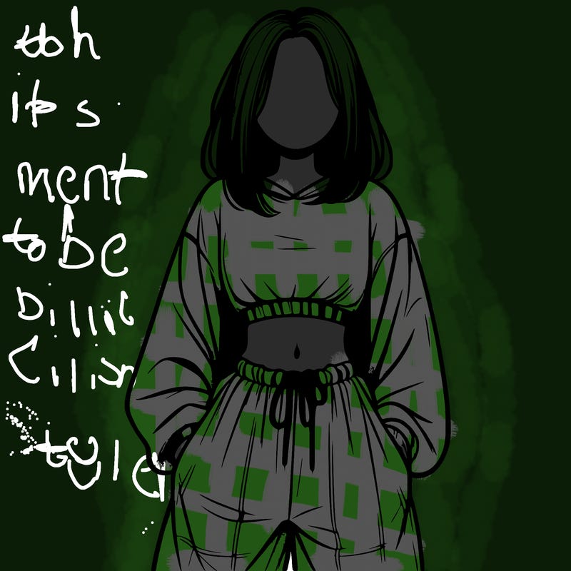 realistic girl faceless with baggy pants and a crop top