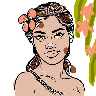 a realistic polynesian woman with a samoan pacific look and a taupou