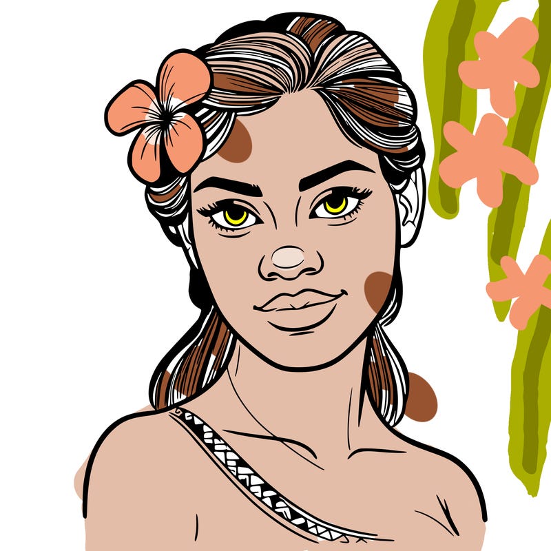 a realistic polynesian woman with a samoan pacific look and a taupou