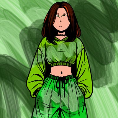 realistic girl faceless with baggy pants and a crop top