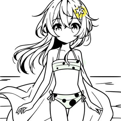 anime girl in a small swim suit