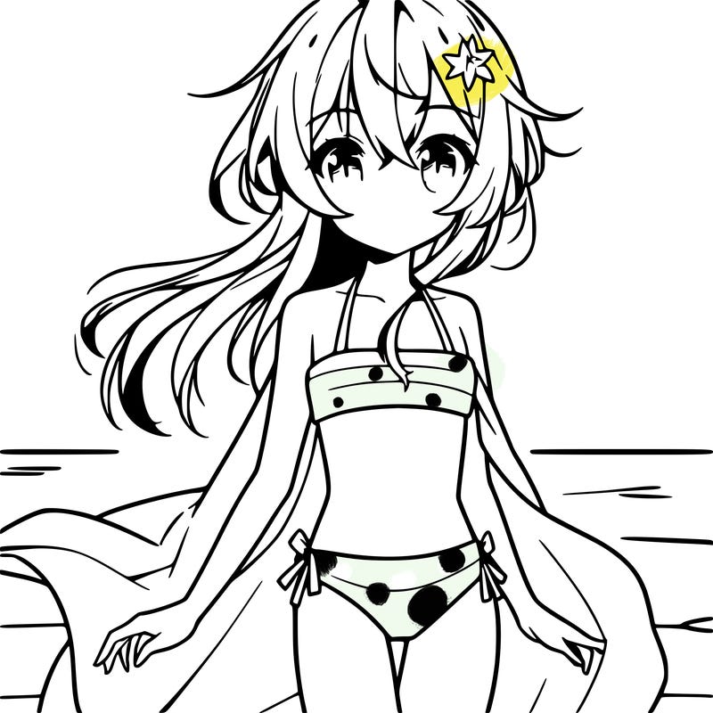 anime girl in a small swim suit