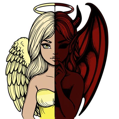 realistic angel half demon