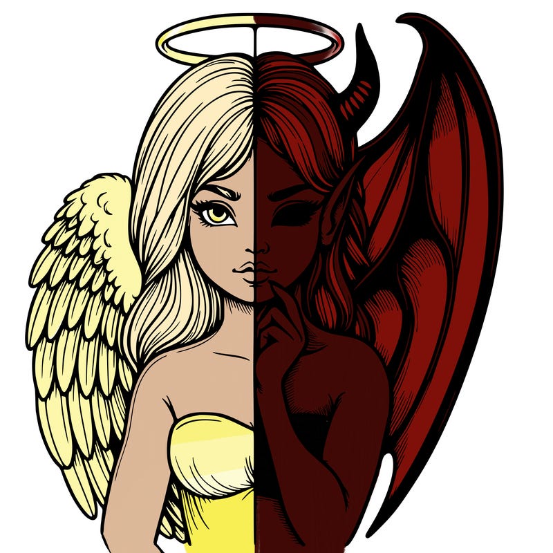 realistic angel half demon