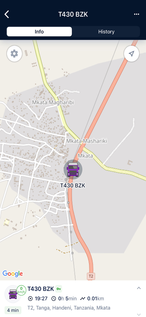 Waw Group - Live GPS tracking of a truck on a map using the Waw Group app interface