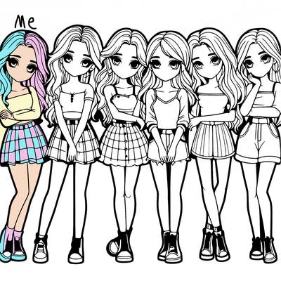 a group of girls realistic