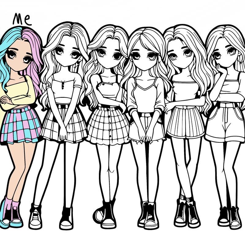 a group of girls realistic