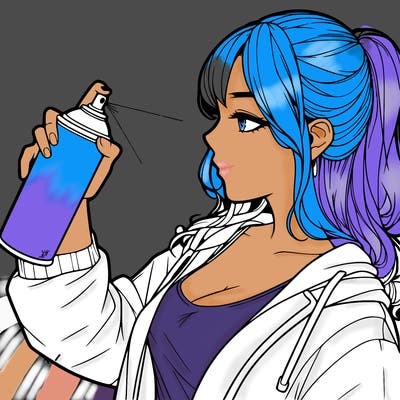 a realistic girl spray, painting