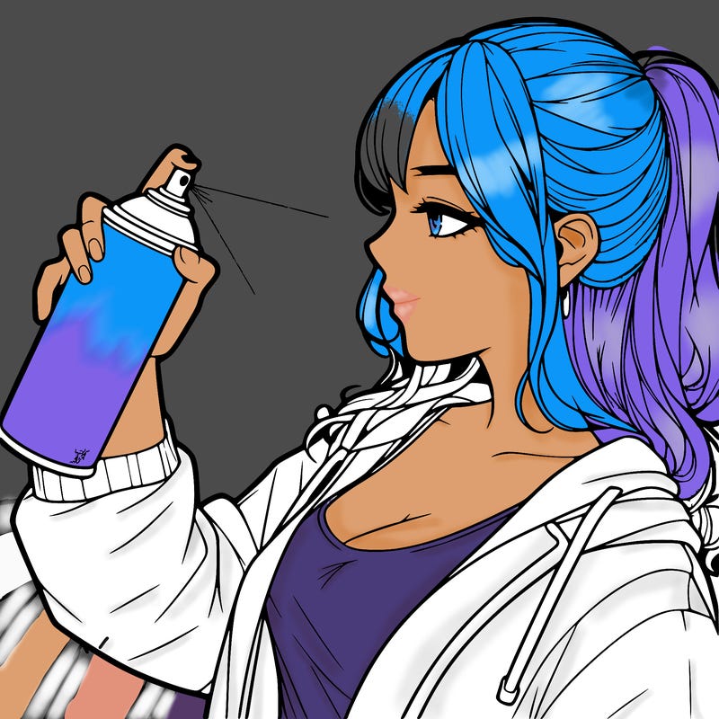a realistic girl spray, painting