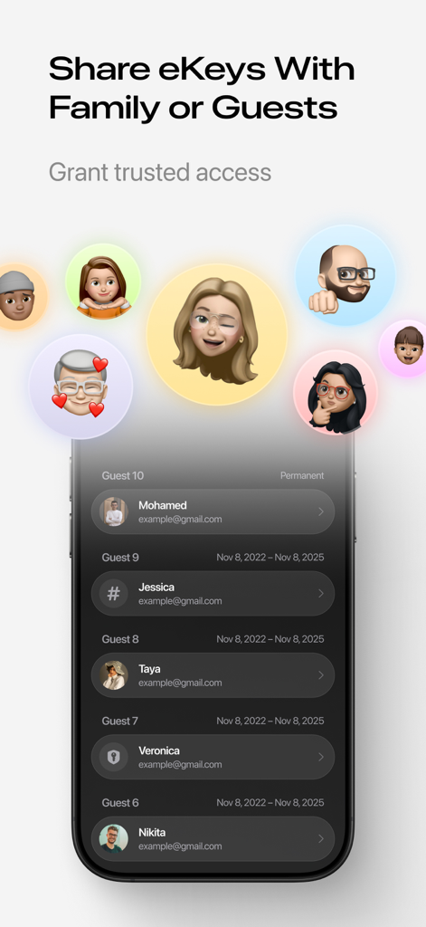 Smart Lock for ttlock - App interface for sharing digital eKeys with family and guests