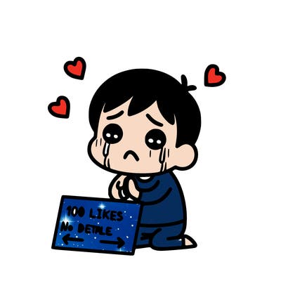 sad person begging for 100 likes