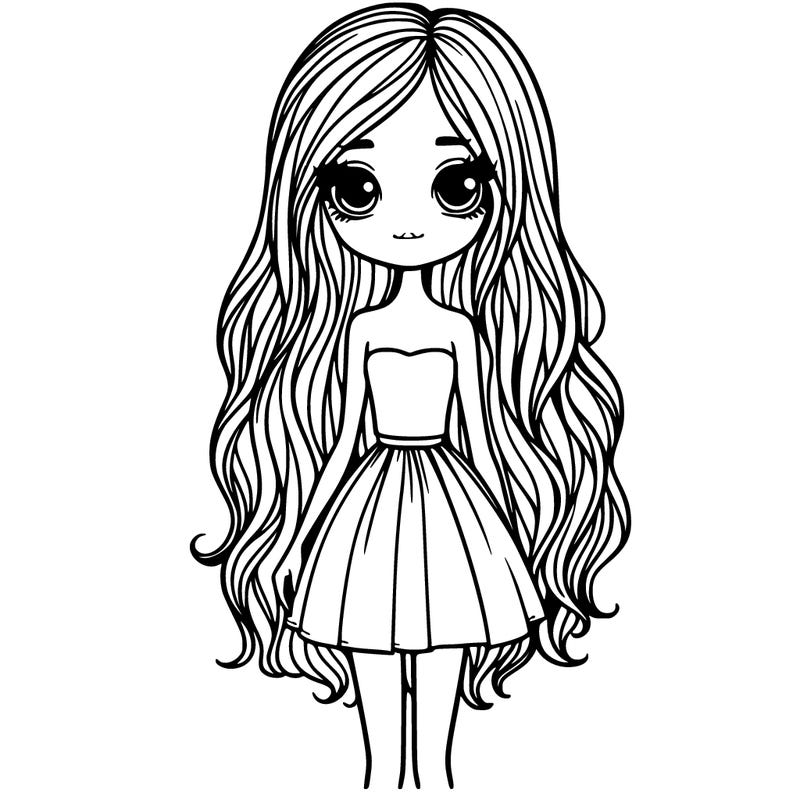 girl in short dress long hair skinny