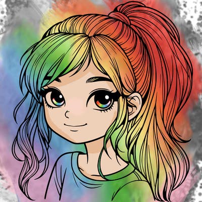 realistic girl with ponytail