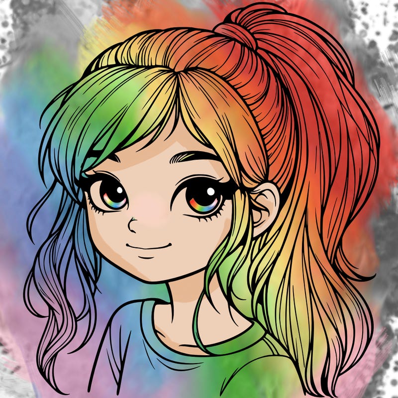 realistic girl with ponytail