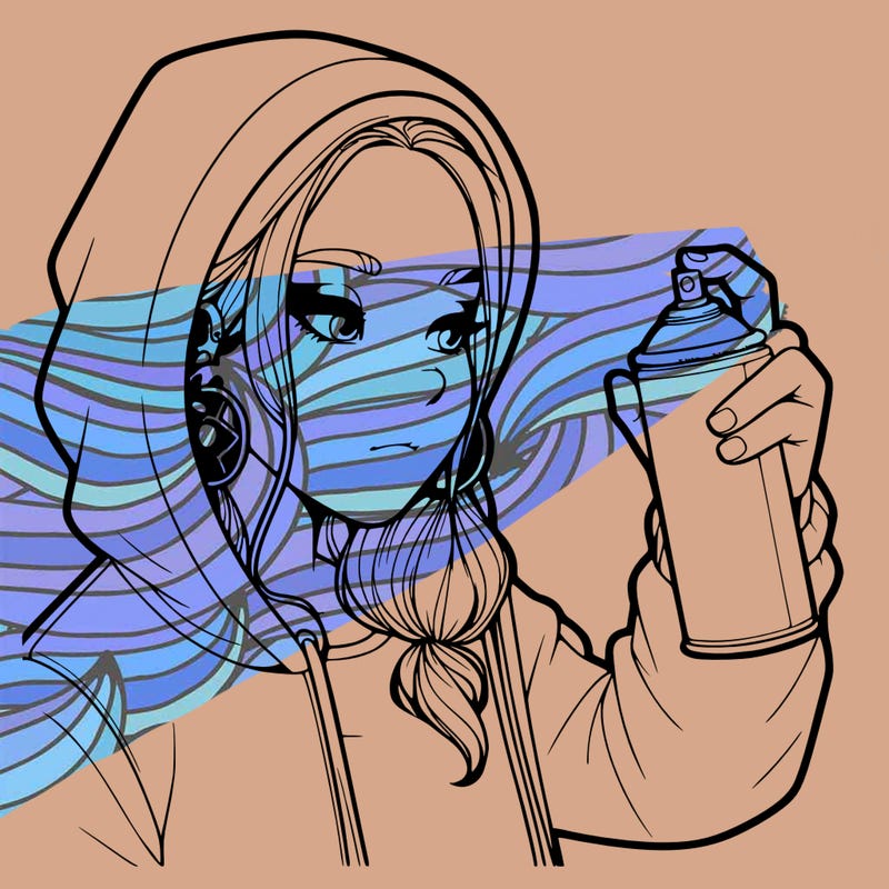 a realistic girl, spray painting