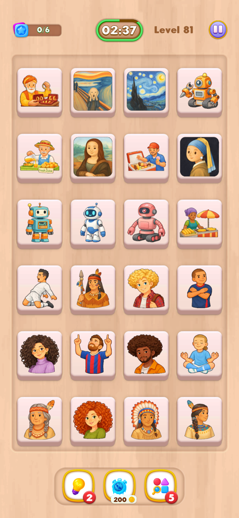 Icon Associations - Icon Associations mobile game interface showing a grid of visual logic puzzles