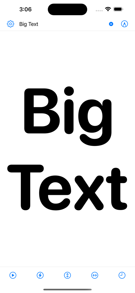 Large Text Widget - Big Text - Mobile app interface displaying the words Big Text in a large bold font with utility icons at the bottom