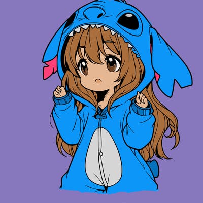 anime girl in a stitch onsie