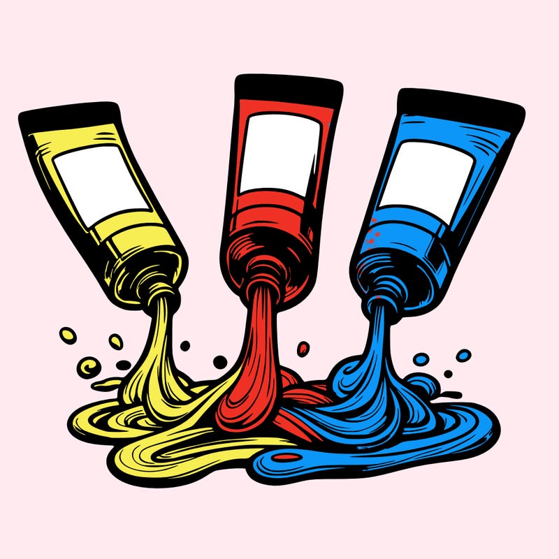 tubes of flowing paint