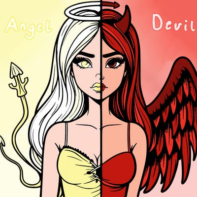 devil vs angel realistic girl