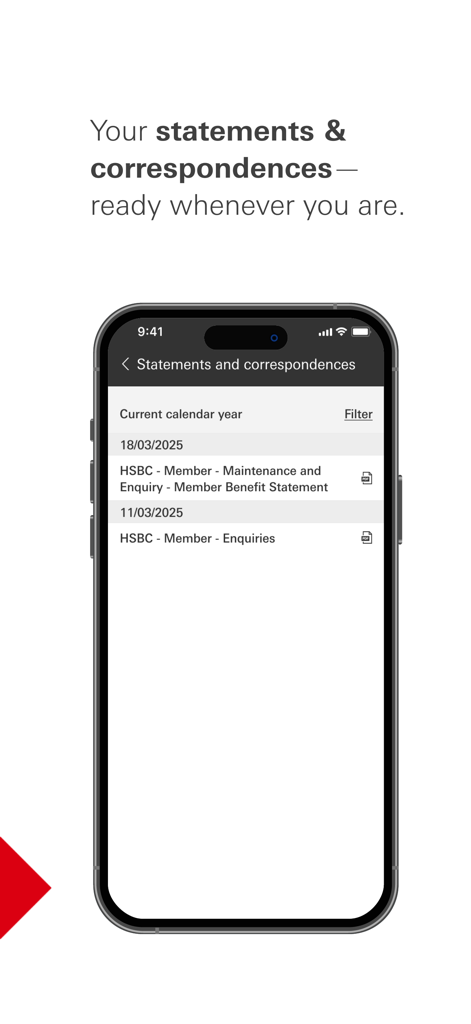 HSBC ORSO Member - Extractos y correspondencias de la aplicación HSBC ORSO Member