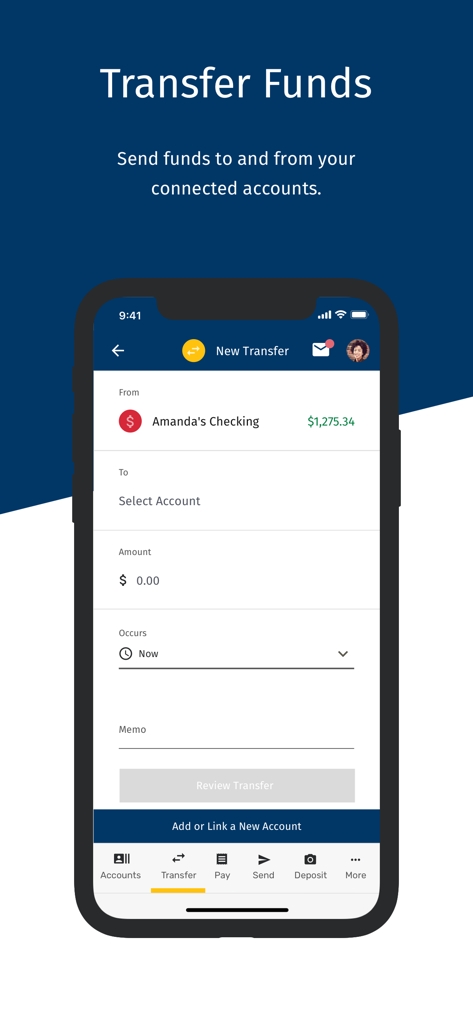 ACU of Texas mobile banking transfer funds screen
