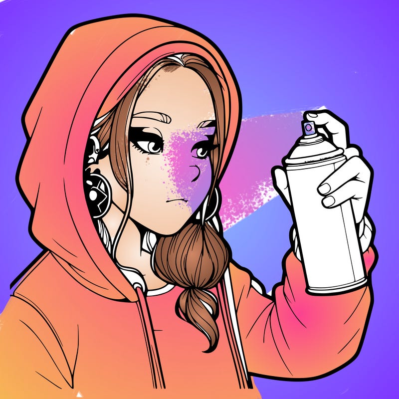 a realistic girl, spray painting