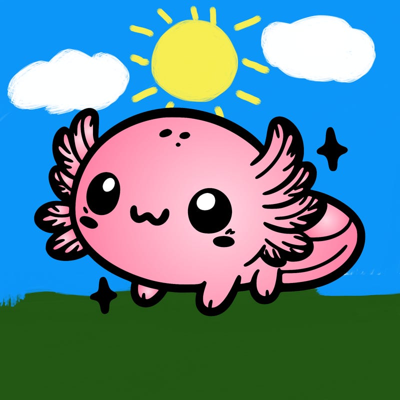 cute easy baby axolotl