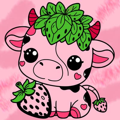 cute strawberry cow