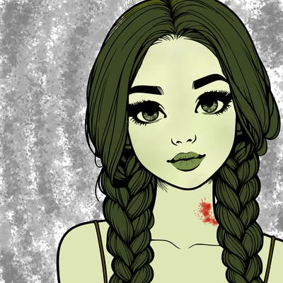 realistic girl with braids