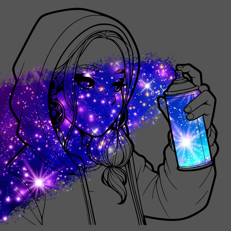 a realistic girl, spray painting