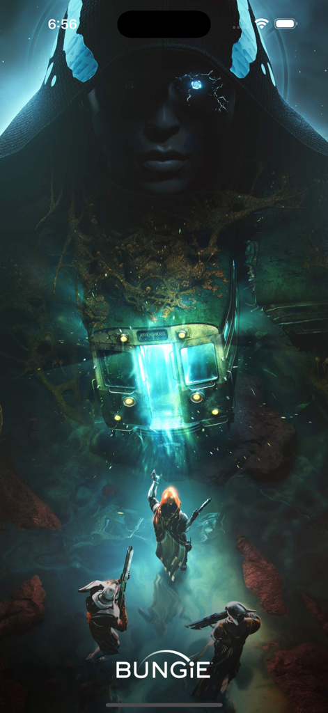 Destiny 2 Companion - Splash screen for the Destiny 2 Companion app showing cinematic game artwork and the Bungie logo