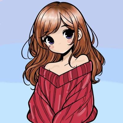 shy pretty girl wearing a sweater that is falling off one shoulder portrait