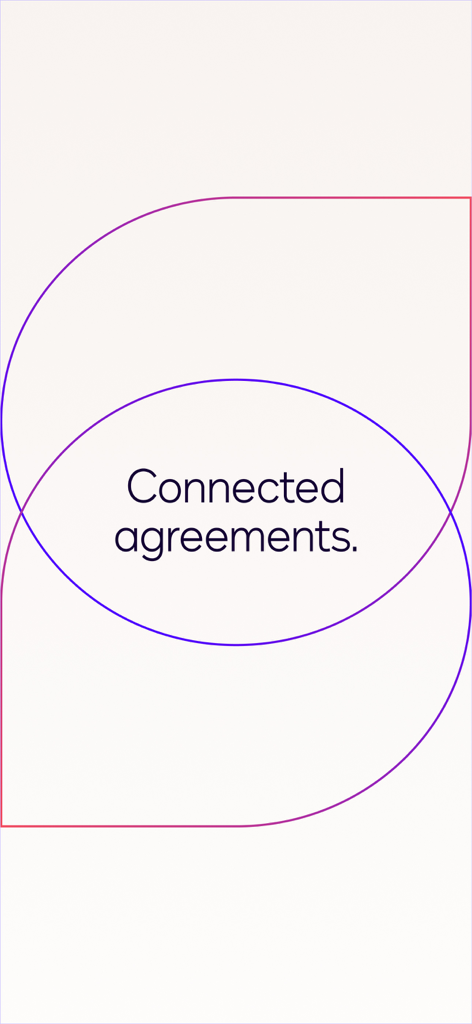 A professional splash screen for the Docusign for Intune app displaying the text Connected agreements