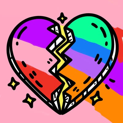 split in half heart