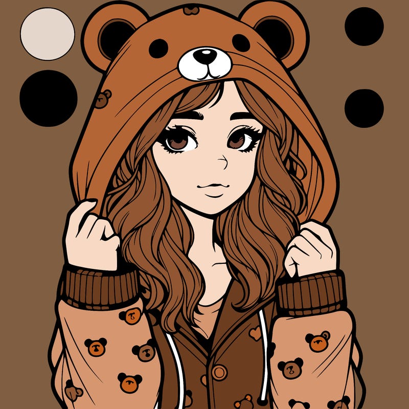 realistic girl in a animal pjs hoodie