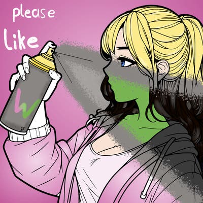 a realistic girl spray, painting