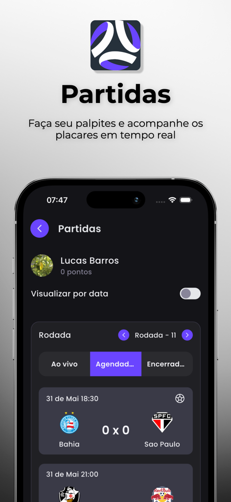 Bolão Entre Amigos - Bolao Entre Amigos soccer app matches screen showing game scores and schedules