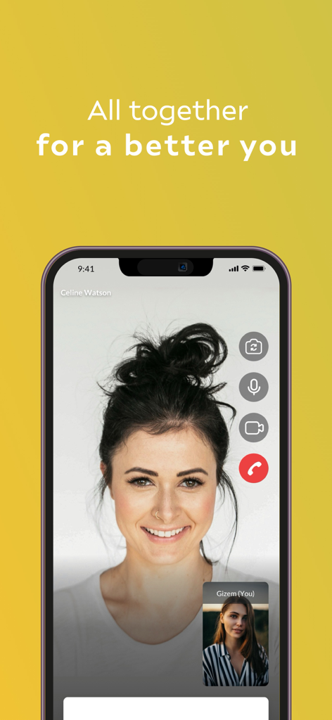 A woman smiling during a video call on the Wellbees employee wellness platform
