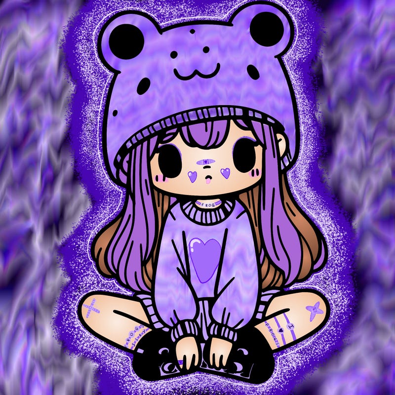 a girl wearing a frog hat and some frog socks