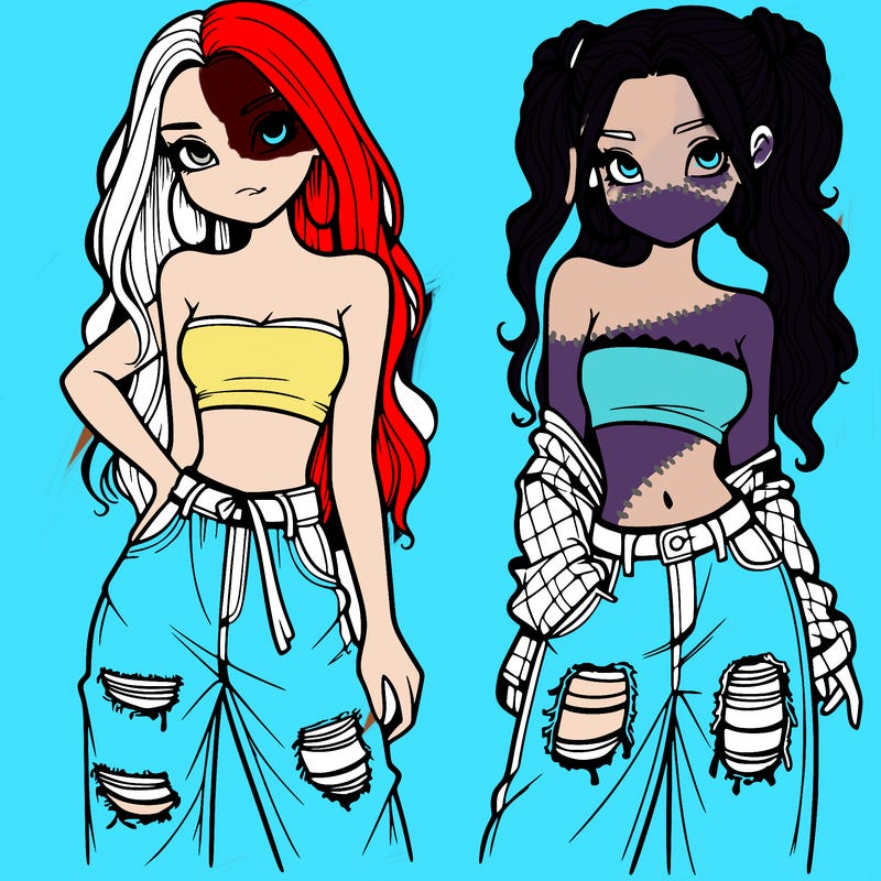 2 girls in crop tops and baggy jeans ripped