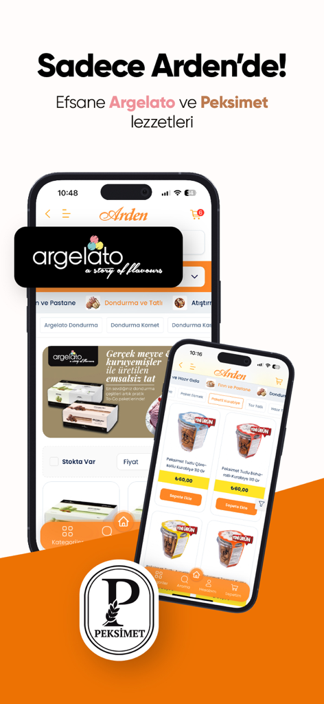Arden Market - App mobile Arden Market che mostra prodotti speciali Argelato e Peksimet