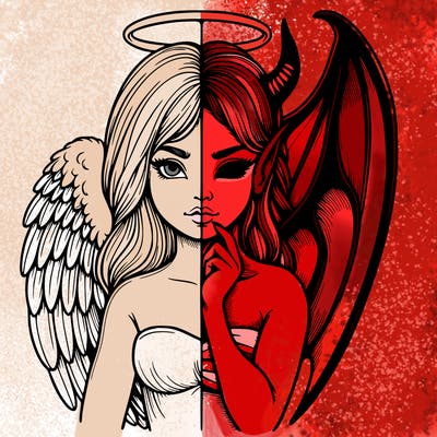 realistic angel half demon