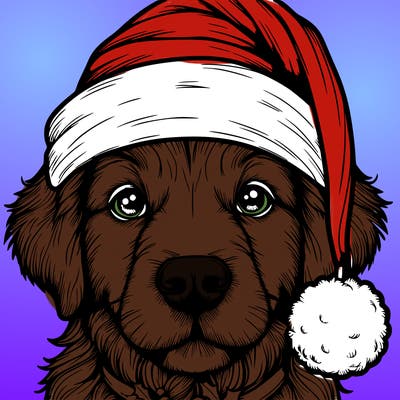 realistic dog with a christmas hat