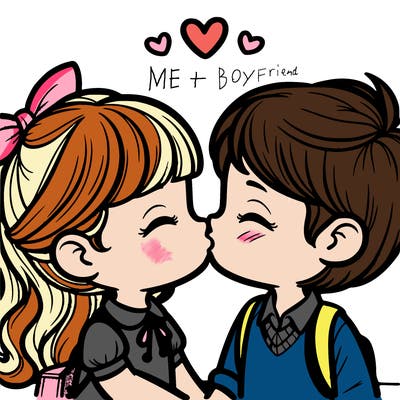 boy and girl kissing