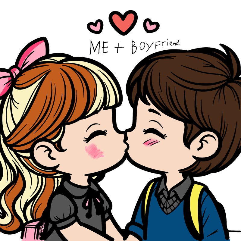 boy and girl kissing