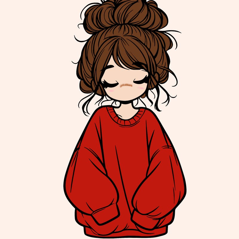 girl with baggy sweatshirt and messy bun