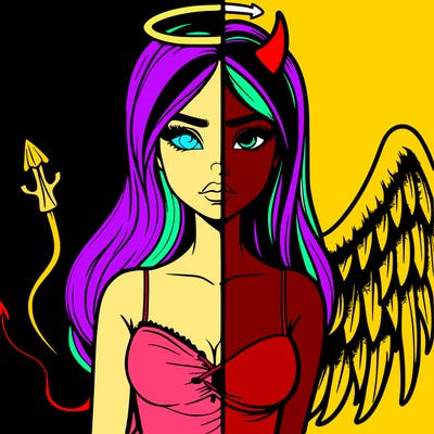 devil vs angel realistic girl