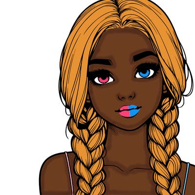 realistic girl with braids