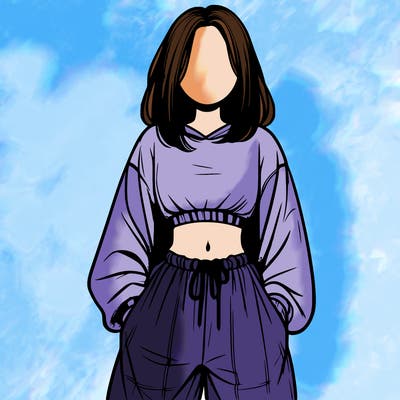 realistic girl faceless with baggy pants and a crop top